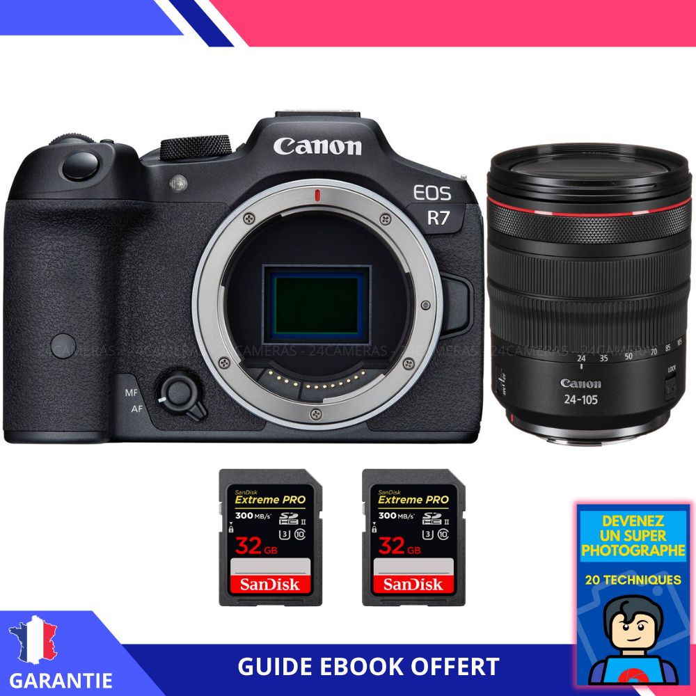 Canon EOS R7 + RF 24 105mm F4 IS USM + 2 SanDisk Extreme PRO UHS II SDXC 300 MB/ + Ebook 'Devenez Un Super Photographe' Hybride Canon - vue 3