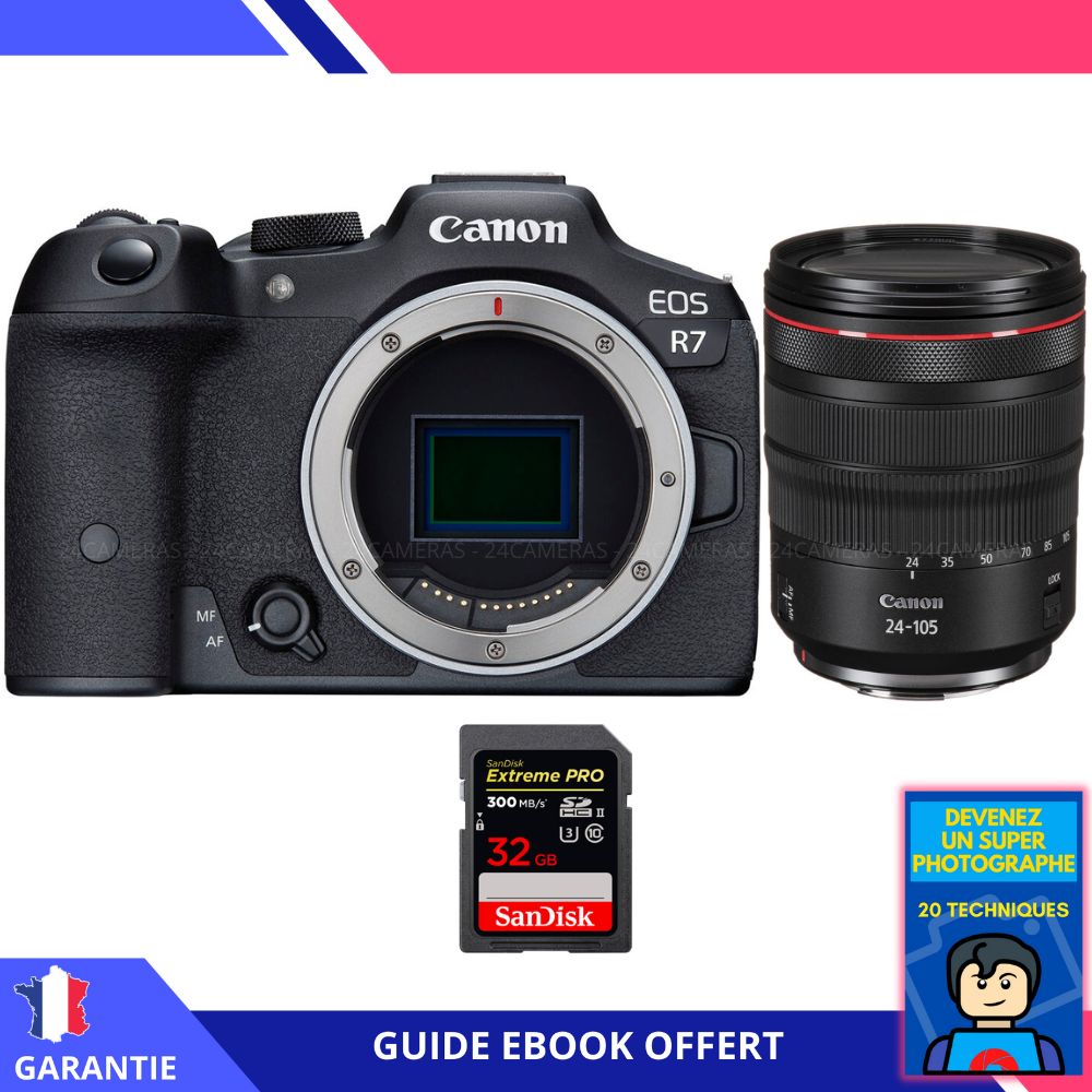 Canon EOS R7 + RF 24 105mm F4 IS USM + 1 SanDisk Extreme PRO UHS II SDXC 300 MB/ + Ebook 'Devenez Un Super Photographe' Hybride Canon - vue 3