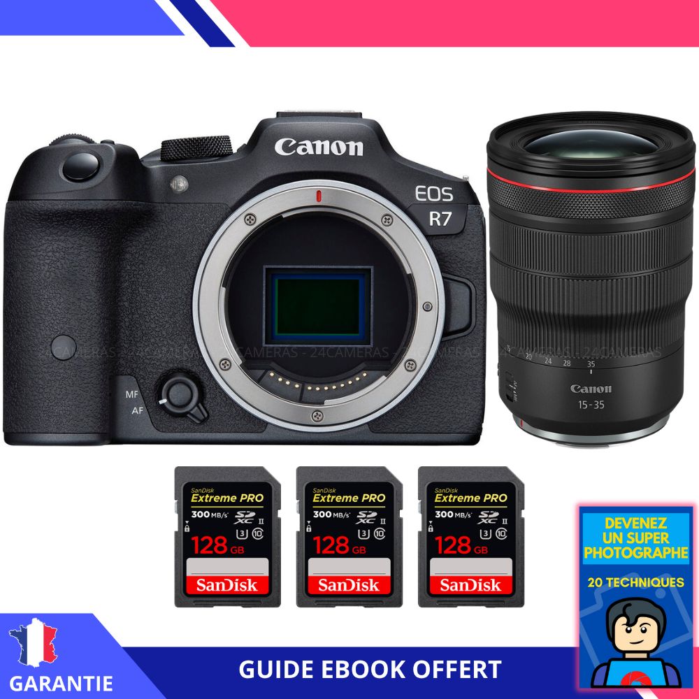 Canon EOS R7 + RF 15 35mm F2.8 IS USM + 3 SanDisk Extreme PRO UHS II SDXC 300 MB/ + Ebook 'Devenez Un Super Photographe' Hybride Canon - vue 2