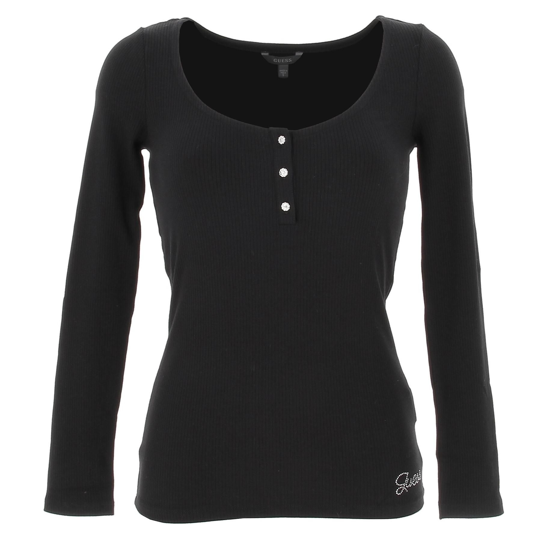 T shirt Guess LS KARLEE JEWEL BTN HENLEY EU - vue 3