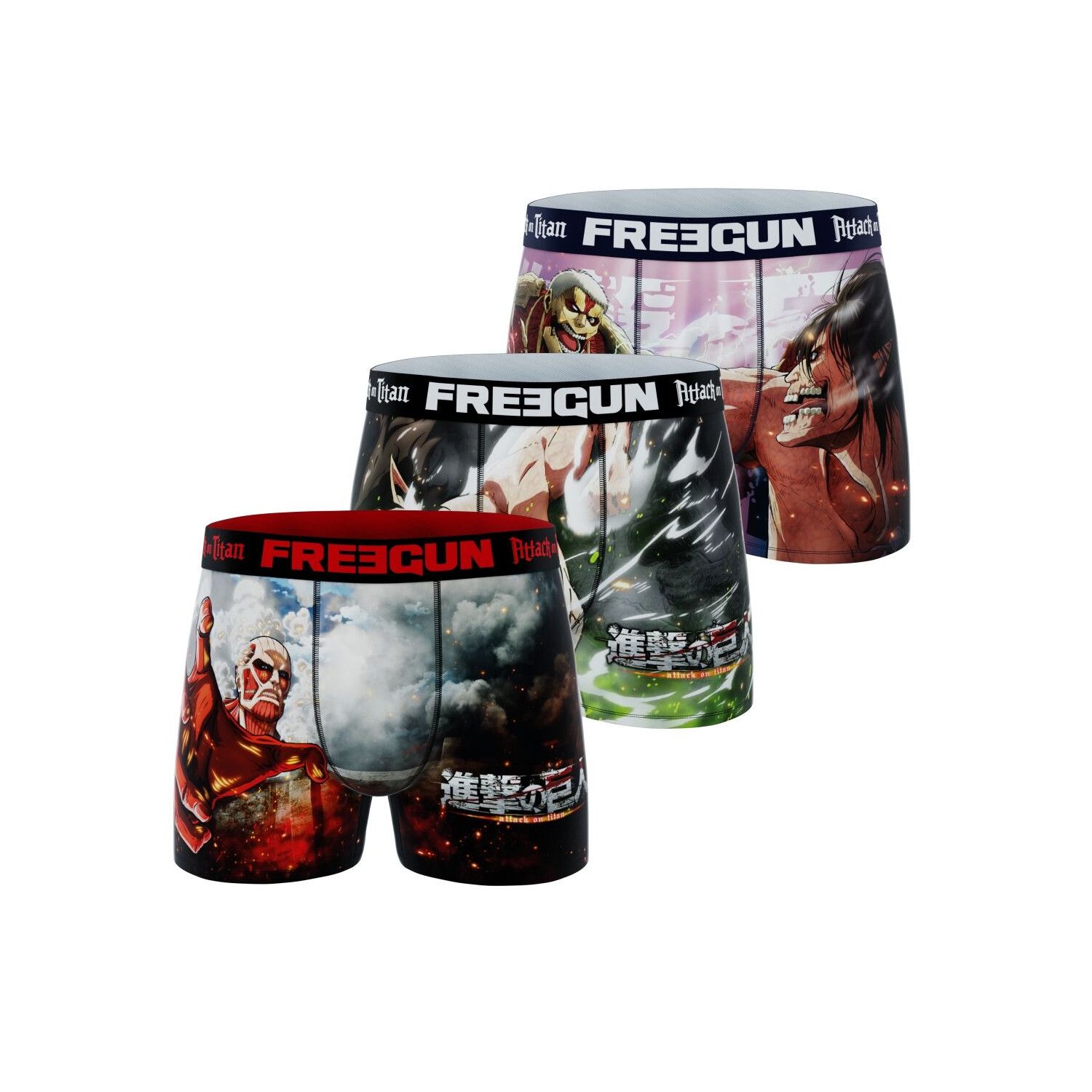 lot de 3 boxers homme attack on titan