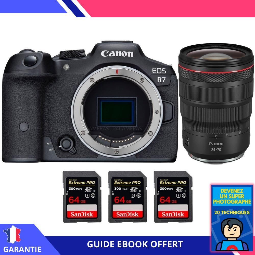 Canon EOS R7 + RF 24 70mm F2.8 IS USM + 3 SanDisk Extreme PRO UHS II SDXC 300 MB/ + Ebook 'Devenez Un Super Photographe' Hybride Canon - vue 3