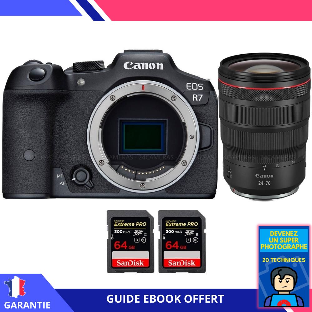 Canon EOS R7 + RF 24 70mm F2.8 IS USM + 2 SanDisk Extreme PRO UHS II SDXC 300 MB/ + Ebook 'Devenez Un Super Photographe' Hybride Canon - vue 3