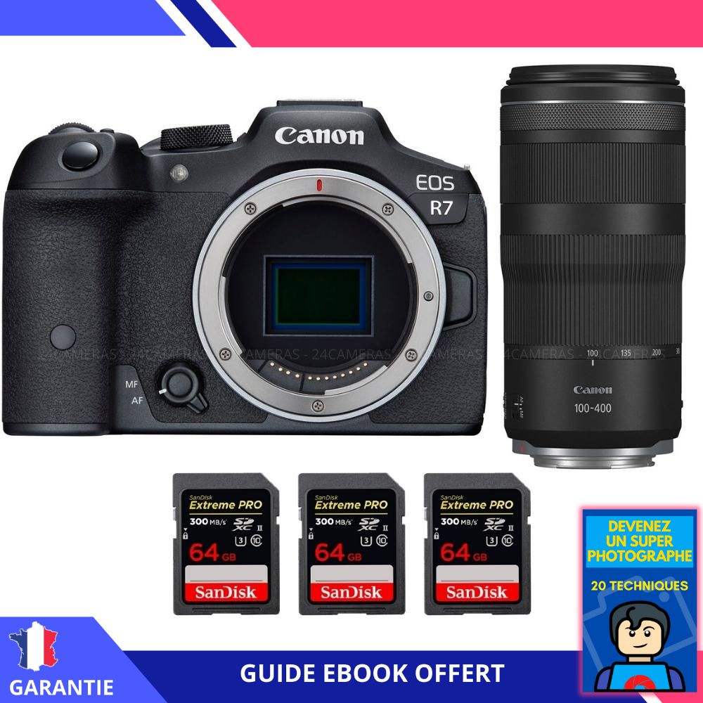 Canon EOS R7 + RF 100 400mm IS + 3 SanDisk Extreme PRO UHS II SDXC 300 MB/ + Ebook 'Devenez Un Super Photographe' Hybride Canon - vue 2