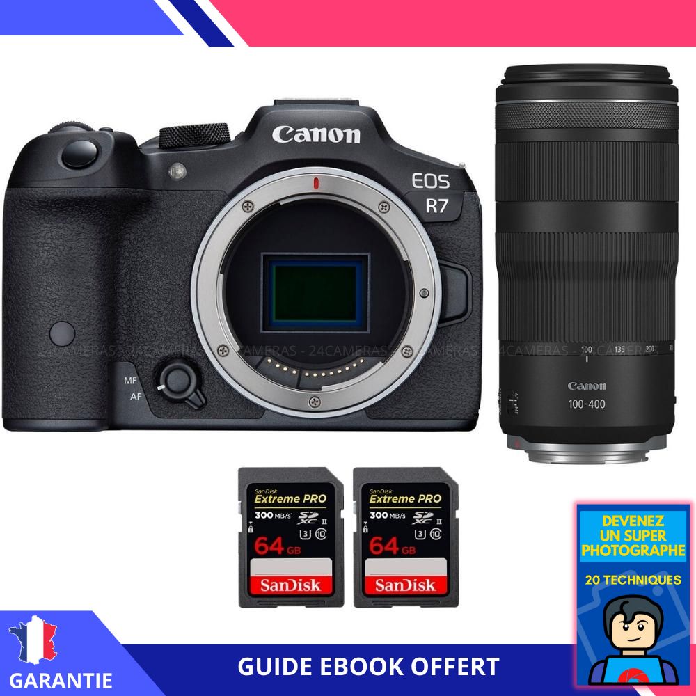 Canon EOS R7 + RF 100 400mm IS + 2 SanDisk Extreme PRO UHS II SDXC 300 MB/ + Ebook 'Devenez Un Super Photographe' Hybride Canon - vue 2