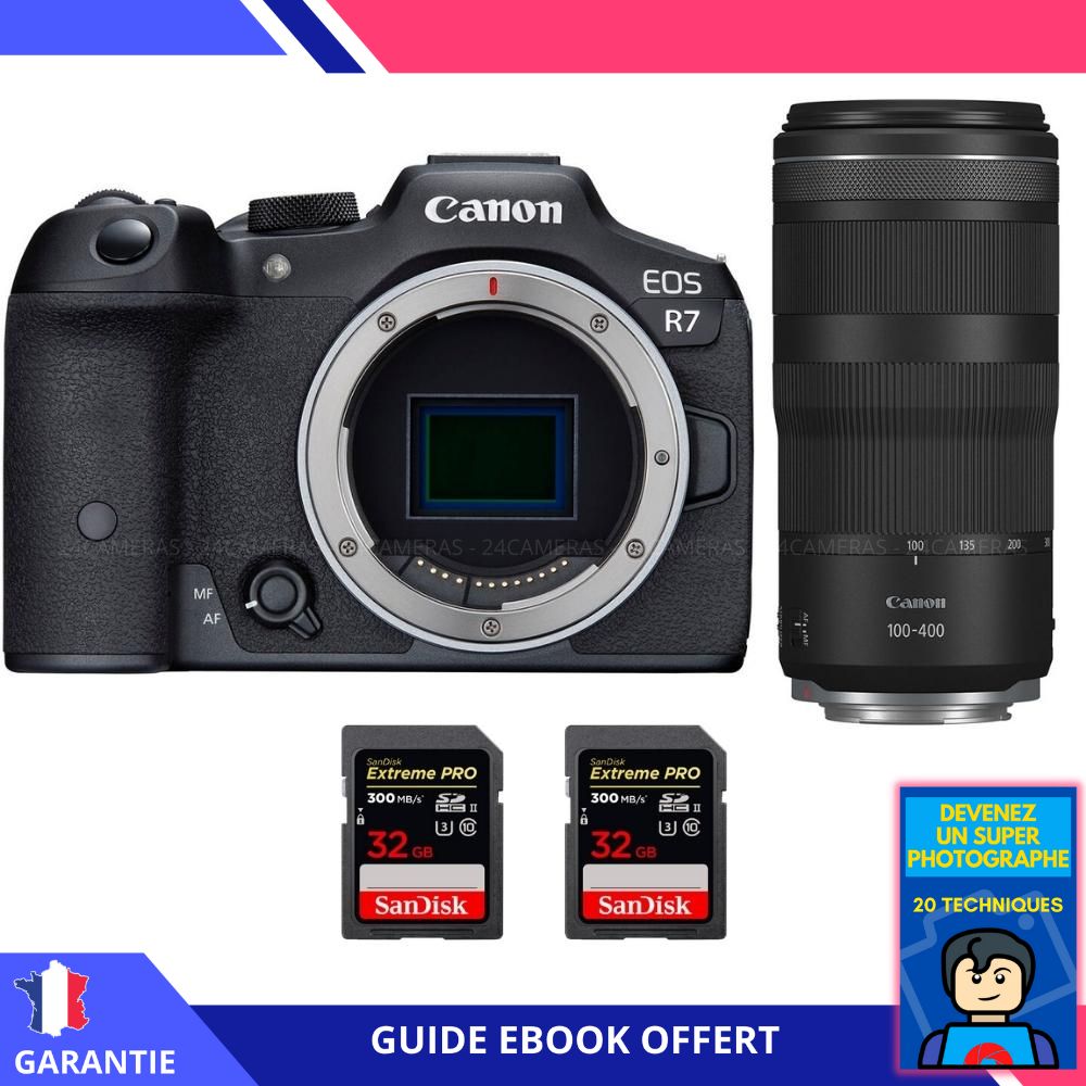 Canon EOS R7 + RF 100 400mm IS + 2 SanDisk Extreme PRO UHS II SDXC 300 MB/ + Ebook 'Devenez Un Super Photographe' Hybride Canon - vue 3