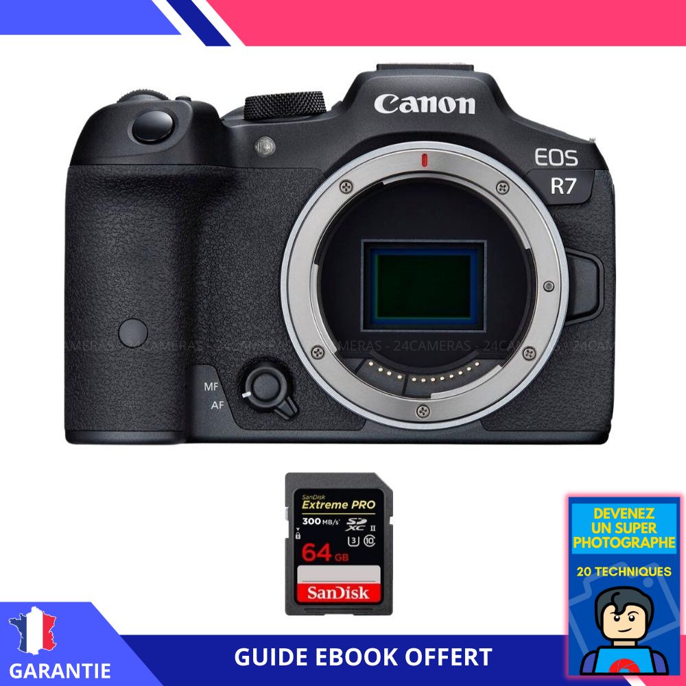 Canon EOS R7 + 1 SanDisk Extreme PRO UHS II SDXC 300 MB/ + Ebook 'Devenez Un Super Photographe' Hybride Canon - vue 3