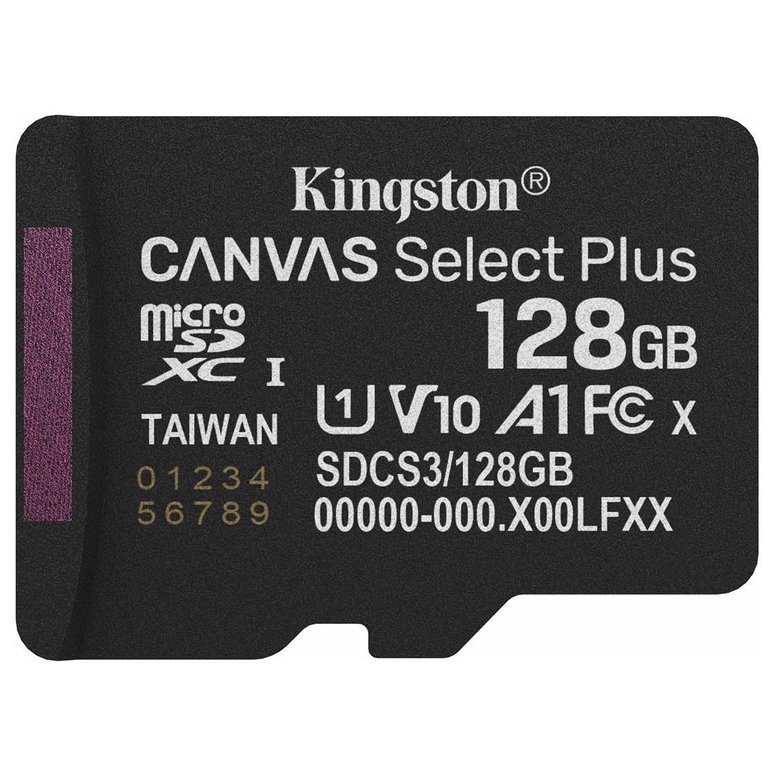 Kingston Canvas Select Plus - Carte mémoire flash - 128 Go - A1 / Video Class V10 / UHS-I U1 / Class10 - microSDXC UHS-I