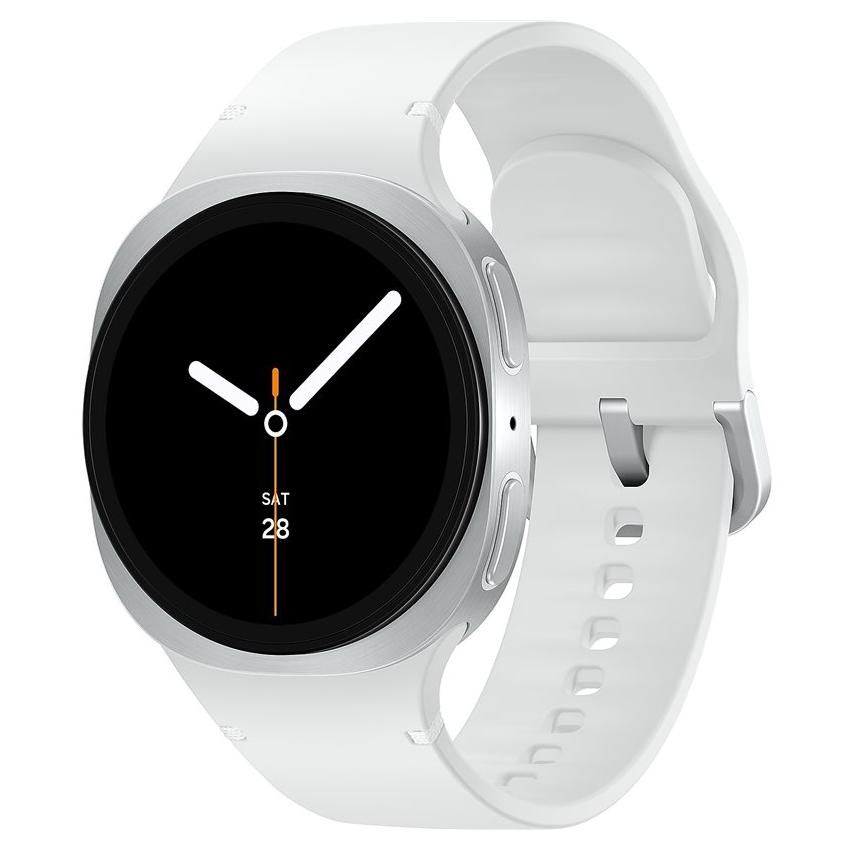 Samsung Galaxy Watch8 - 40 mm - argent - Montre connectée avec bracelet sport - caoutchouc - blanc - taille du bracelet : S/M - affichage 1.34 - 32 Go - NFC, Bluetooth, Wi-Fi, LTE - 4G - 30 g