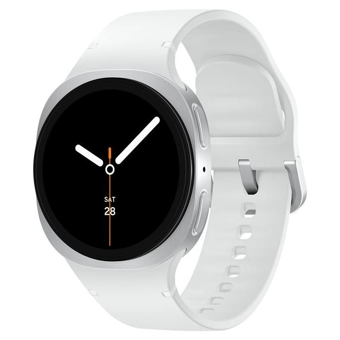 Samsung Galaxy Watch8 - 40 mm - argent - Montre connectée avec bracelet sport - caoutchouc - blanc - taille du bracelet : S/M - affichage 1.34 - 32 Go - NFC, Bluetooth, Wi-Fi - 30 g