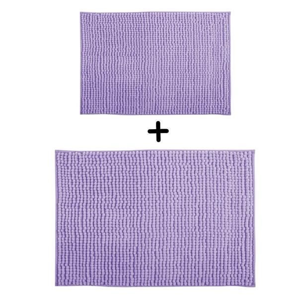  - Msv Lot De 2 Tapis De Bain Microfibre Chenille 40x60cm & 60x90cm Lavande Violet