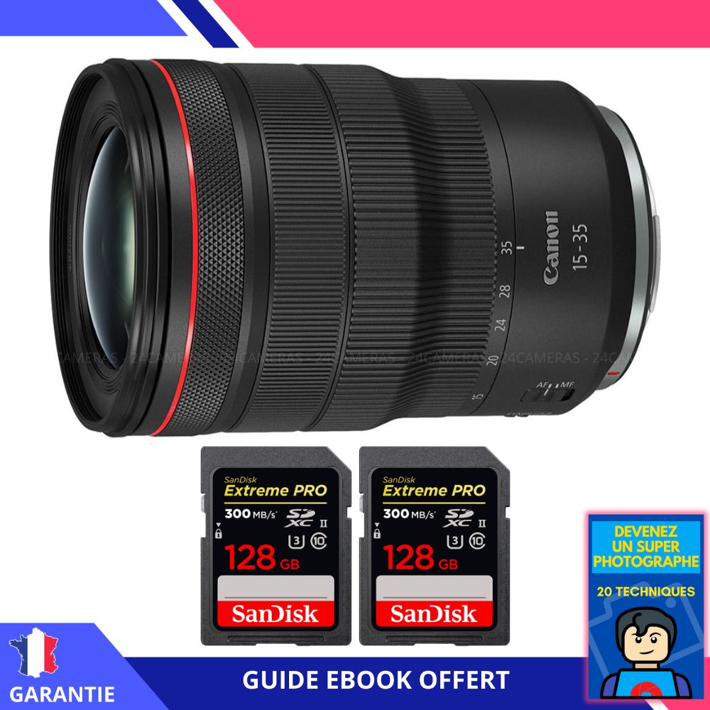 Canon RF 15 35mm f/ IS USM + 2 SanDisk UHS II 300 MB/ + Ebook 'Devenez Un Super Photographe