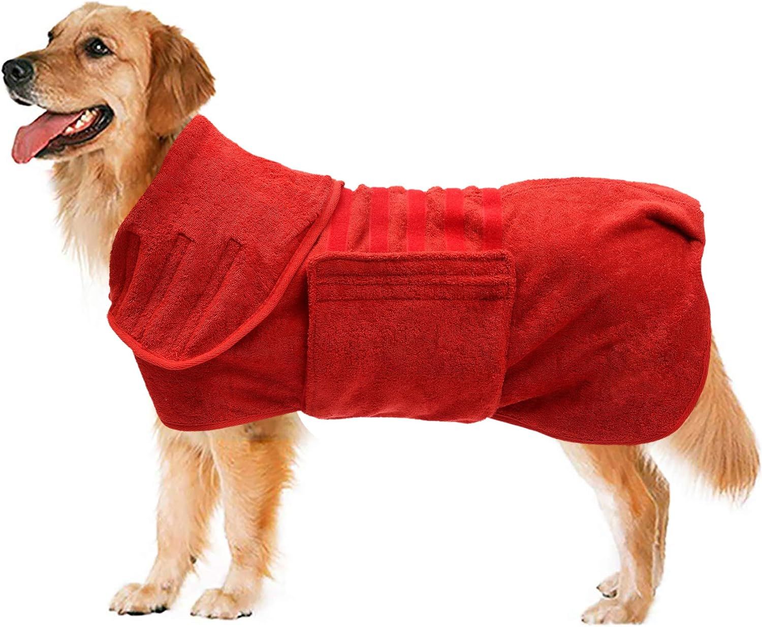 Serviette À Séchage Rapide Pour Animaux, Coton Extensible En Microfibre, Peignoir Pour Chien, Conception De Veste Chaude-Rouge-S