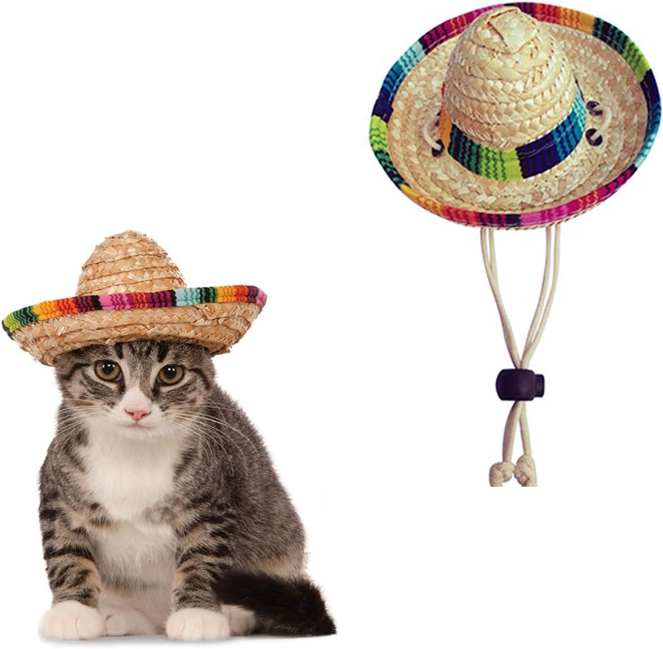 Chapeau De Paille Pour Animal Domestique - Chapeau De Sombrero Mexicain - Décorations De Fête D'anniversaire Pour Petits Animaux De Compagnie, Chiot, Chat