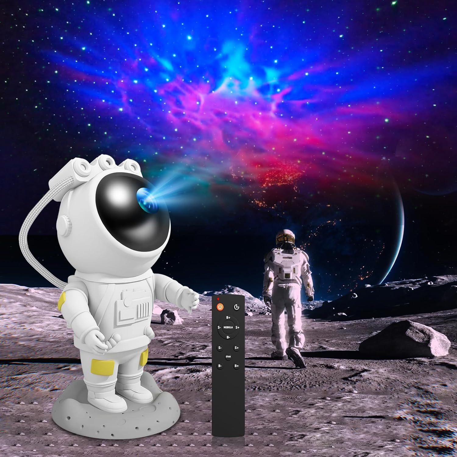 Led De Projection De Ciel Etoilé Astronaut Projector Galaxy Nightlight Avec Nebula Minuterie Télécommande Et Rotation De 360° Eclairage Home Cinéma Ou Lumière D'Ambiance De Chambre Cadeau Pour Enfant