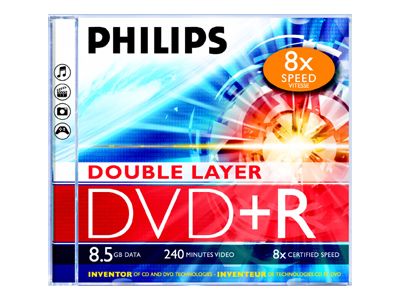 Philips DR8S8J05C 5 x DVD+R DL 8.5 Go 240 minutes 8x boîtier CD
