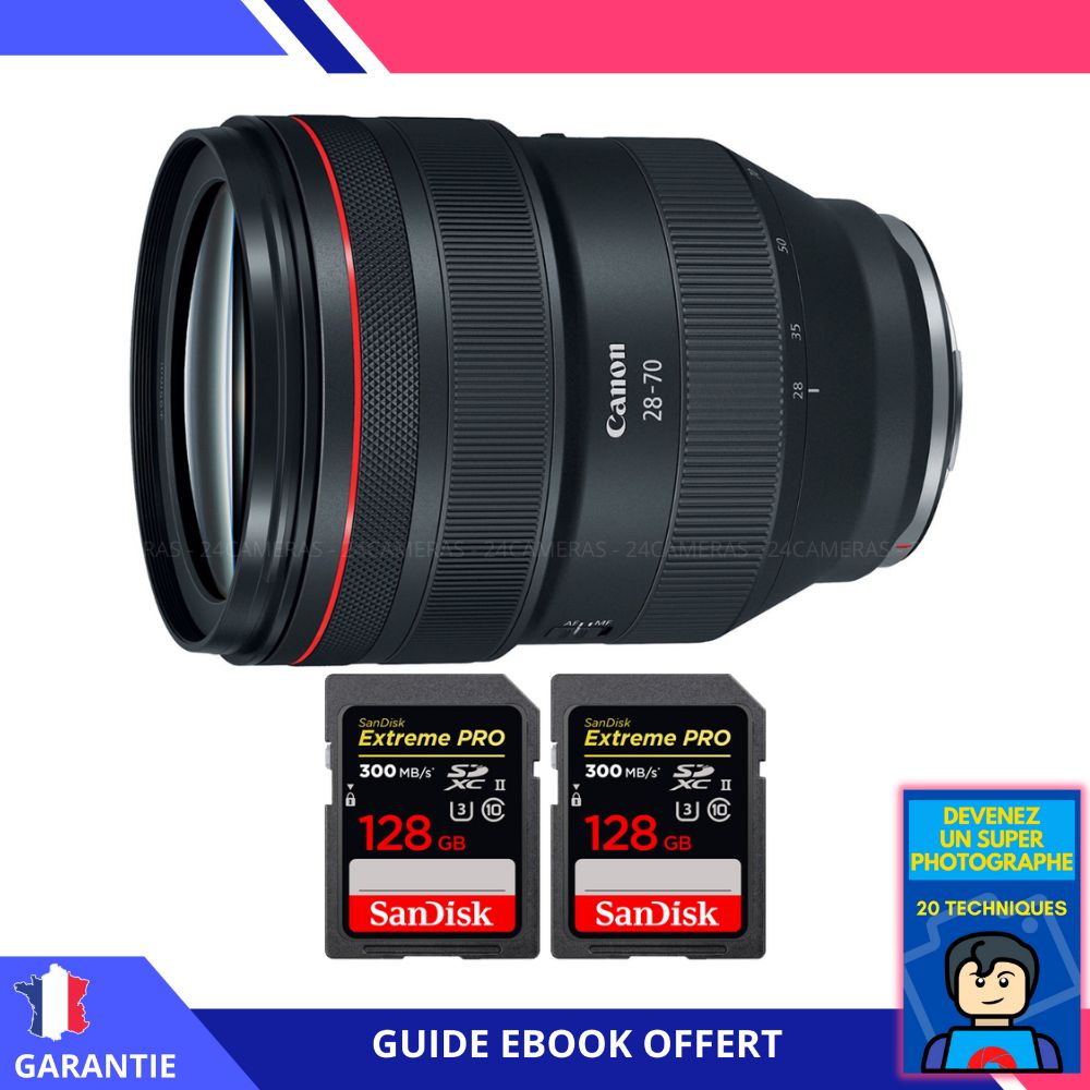 Canon RF 28 70mm f/ USM + 2 SanDisk UHS II 300 MB/ + Ebook 'Devenez Un Super Photographe