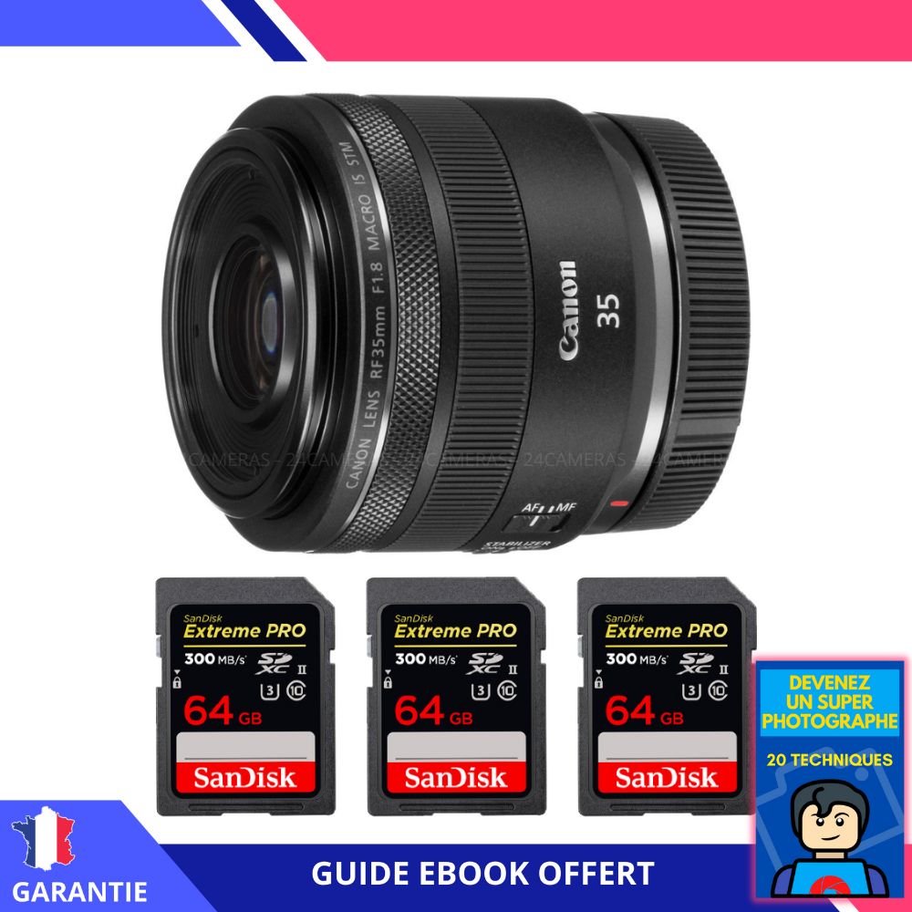 Canon RF 35mm f1.8 Macro IS STM + 3 SanDisk UHS II 300 MB/ + Ebook 'Devenez Un Super Photographe - vue 3