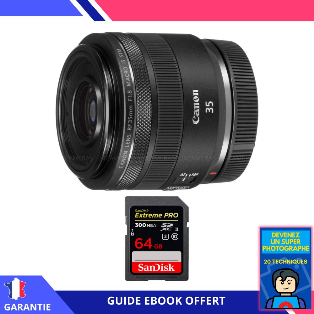 Canon RF 35mm f1.8 Macro IS STM + 1 SanDisk UHS II 300 MB/ + Ebook 'Devenez Un Super Photographe - vue 2