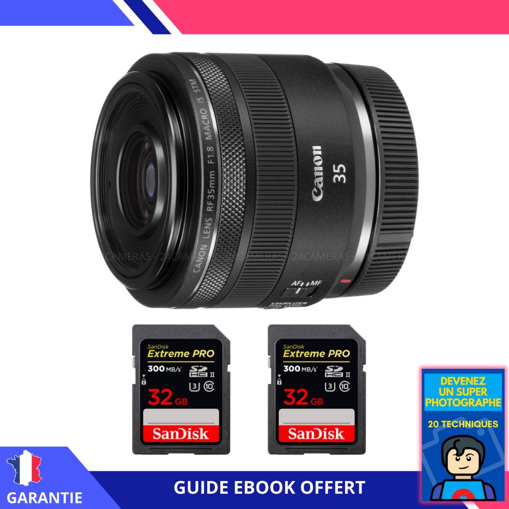 Canon RF 35mm f1.8 Macro IS STM + 2 SanDisk UHS II 300 MB/ + Ebook 'Devenez Un Super Photographe - vue 2