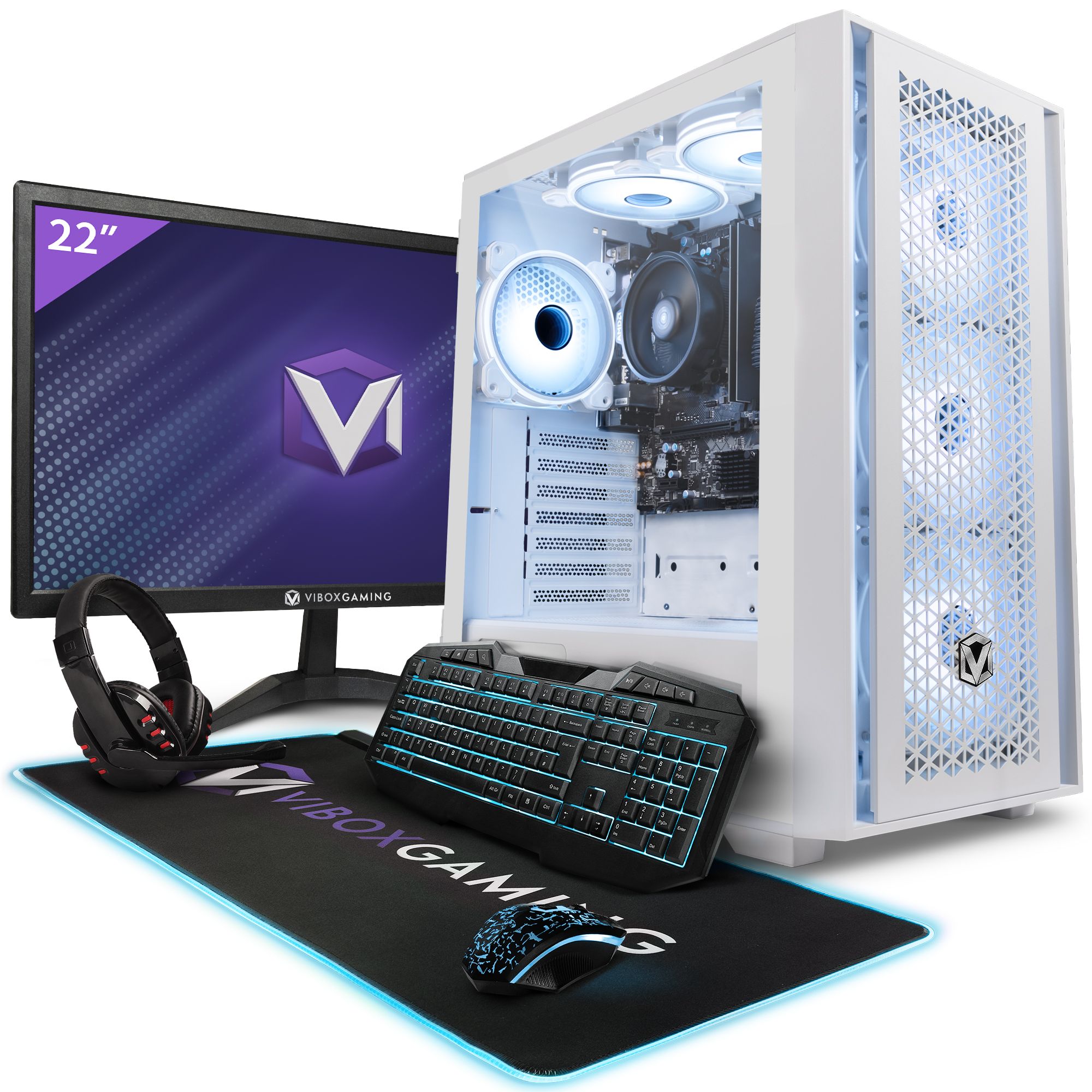 Vibox VI 176 PC Gamer 22 Écran Pack AMD Ryzen 3200GE Processeur 4GHz Radeon Vega 8 Graphiques 8Go RAM 480Go SSD Linux OS WiFi - vue 4