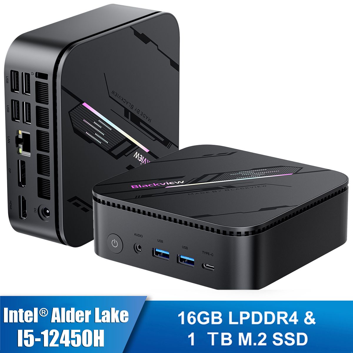 Mini PC Blackview MP100 Pro Intel®Alder Lake I5 4.4GHz Max SSD 4To Windows 11 Pro Wifi 6 4K UHD 144 Hz - vue 2