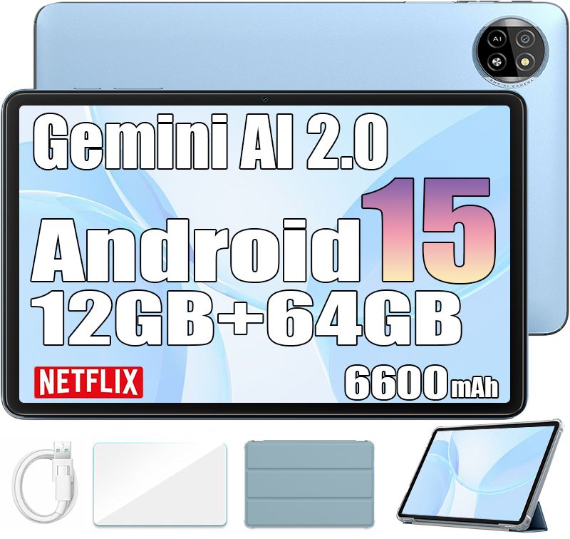 Blackview Tab 20 Wifi Tablette Tactile Google Gemini AI 2.0 10.1 Android 15 2.4G+5G Wifi 12 Go+ SD 6600mAh - vue 2