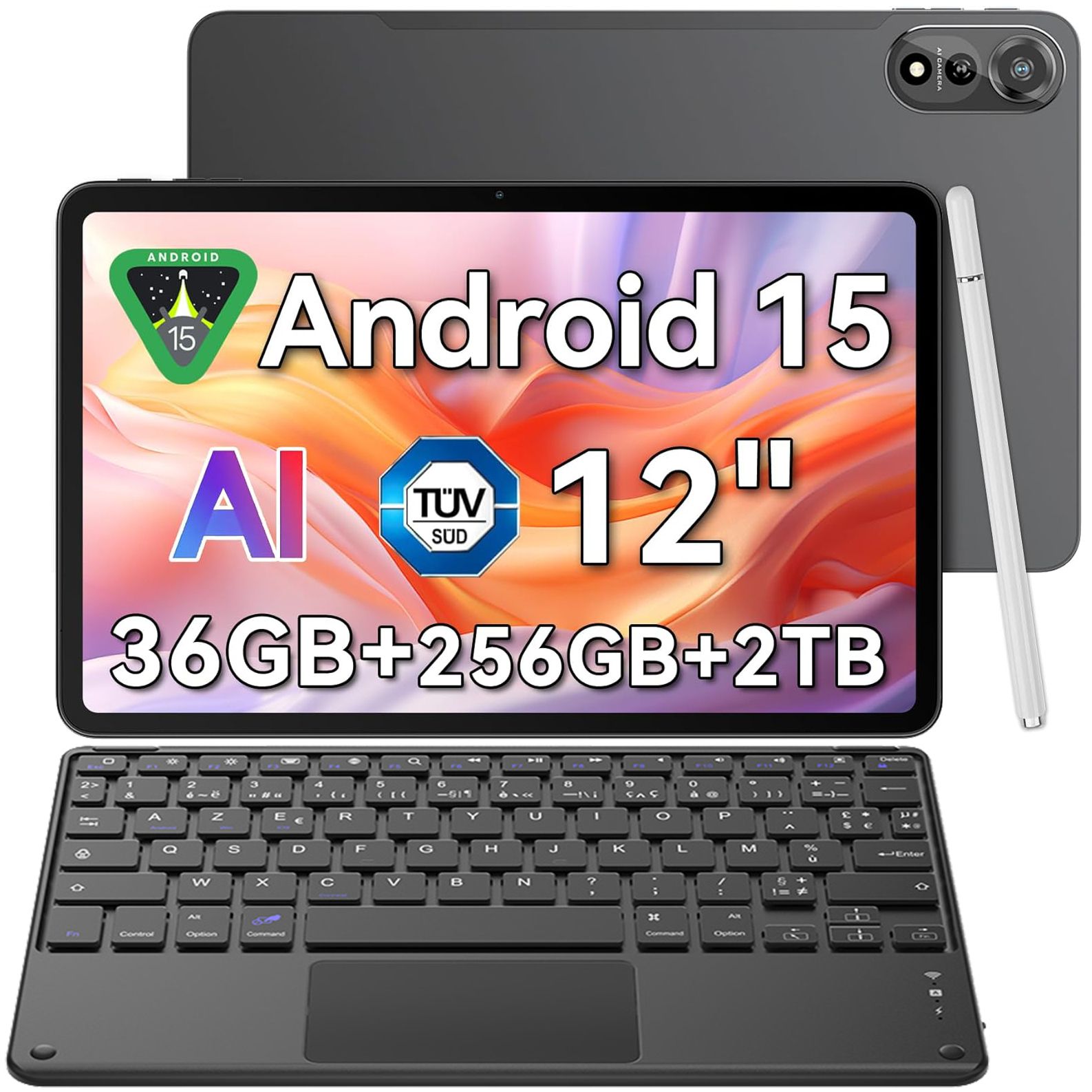 Blackview x Gemini AI 2.0 MEGA 2 WiFi Tablette 12 90Hz RAM 36 Go ROM SD Android 15 WiFi 6 9000mAh PC 2.0 Avec Clavier K1 - vue 3