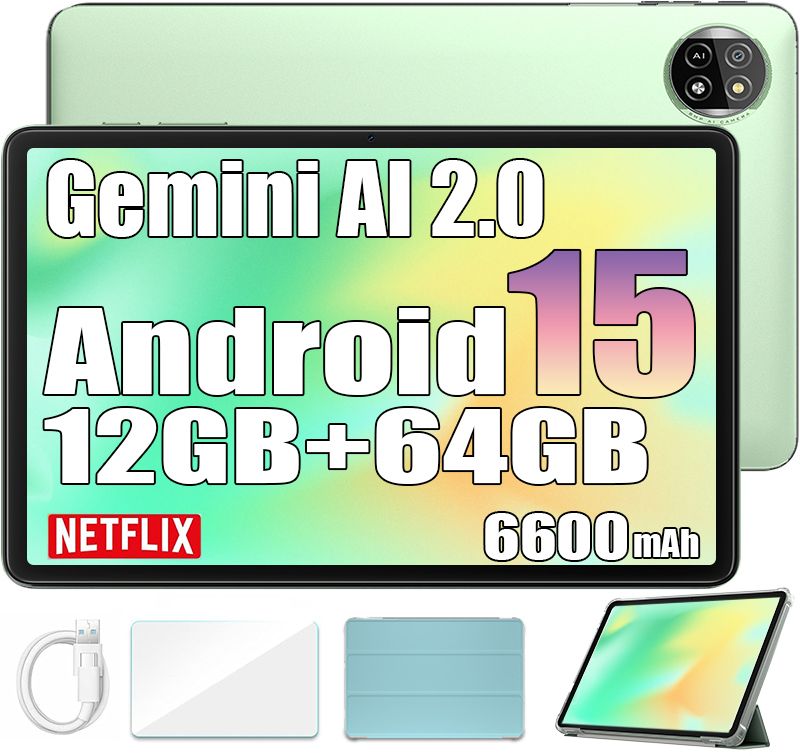 Blackview Tab 20 Wifi Tablette Tactile Google Gemini AI 2.0 10.1 Android 15 2.4G+5G Wifi 12 Go+ SD 6600mAh