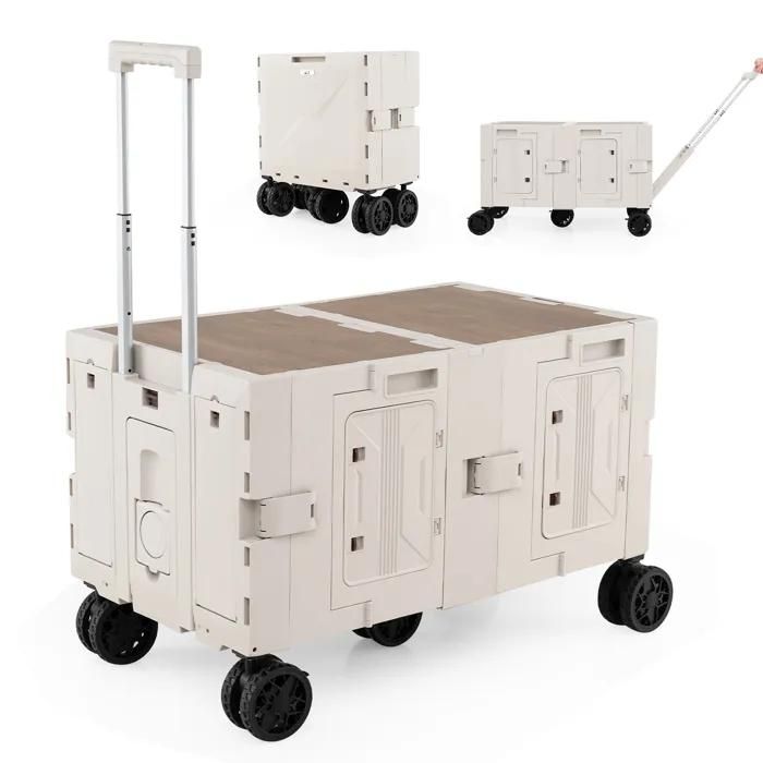 COSTWAY Chariot de PlageCamping avec Table Pliable Rapide dans 5s Poignée Télescopique Roulettes Tout Terrain - vue 2