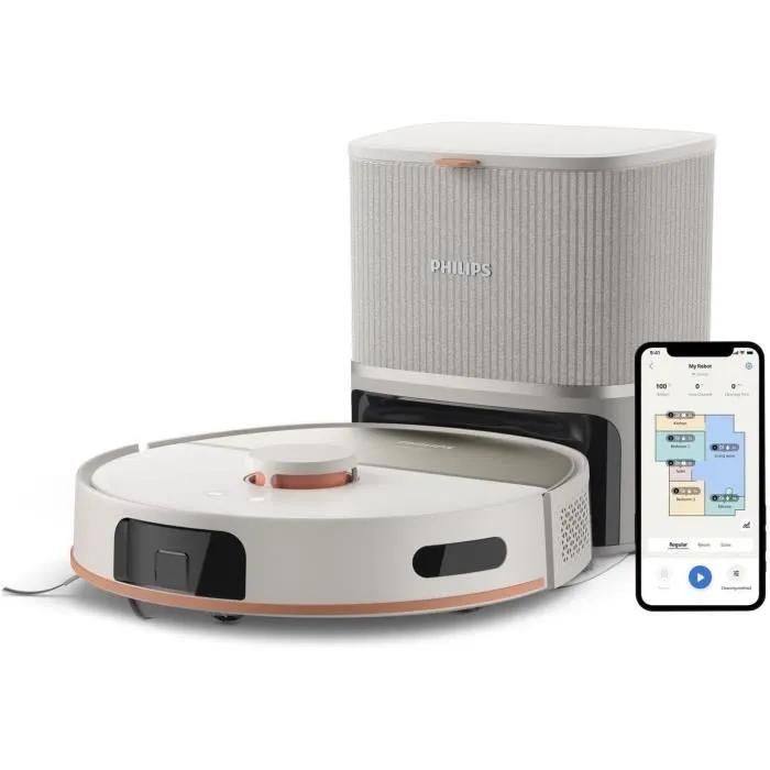 Aspirateur Robot Laveur PHILIPS XU510020 10000 Pa Auto vidange Navigation Laser - vue 3