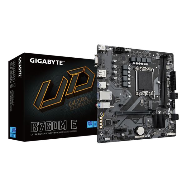 GIGABYTE B760M E Carte mère Compatible avec les processeurs Intel Core 14? génération VRM 6+1+1 phases jusqu'à 7200 MHz DDR5 OC 2xPCIe 4.0 .2 LAN 1 GbE USB 3.2 Gen 1 Neuf - vue 4