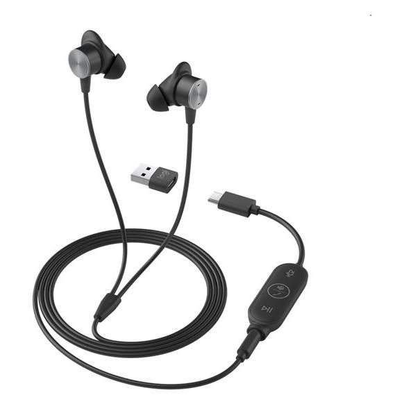 Logitech Zone Filaire Earbuds Micro casque intra auriculaire filaire jack 3 5mm isolation acoustique Certifié pour Microsoft Teams