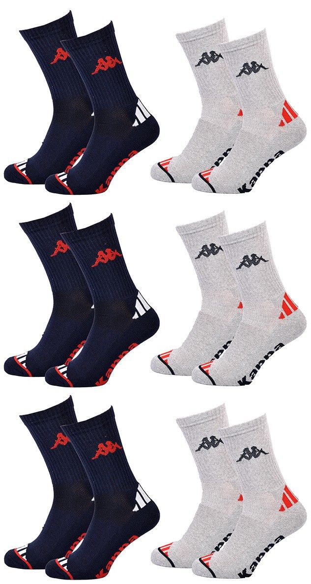 chaussettes homme kappa 6 paires premium crew 2787ass