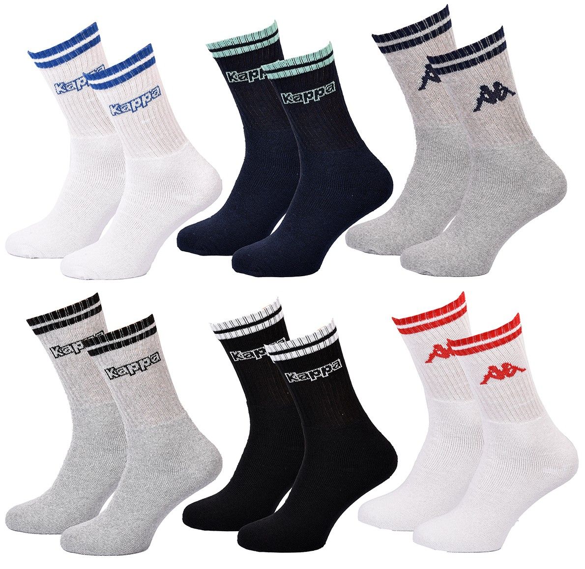chaussettes homme kappa pack de 6 paires 1432 crew 43/