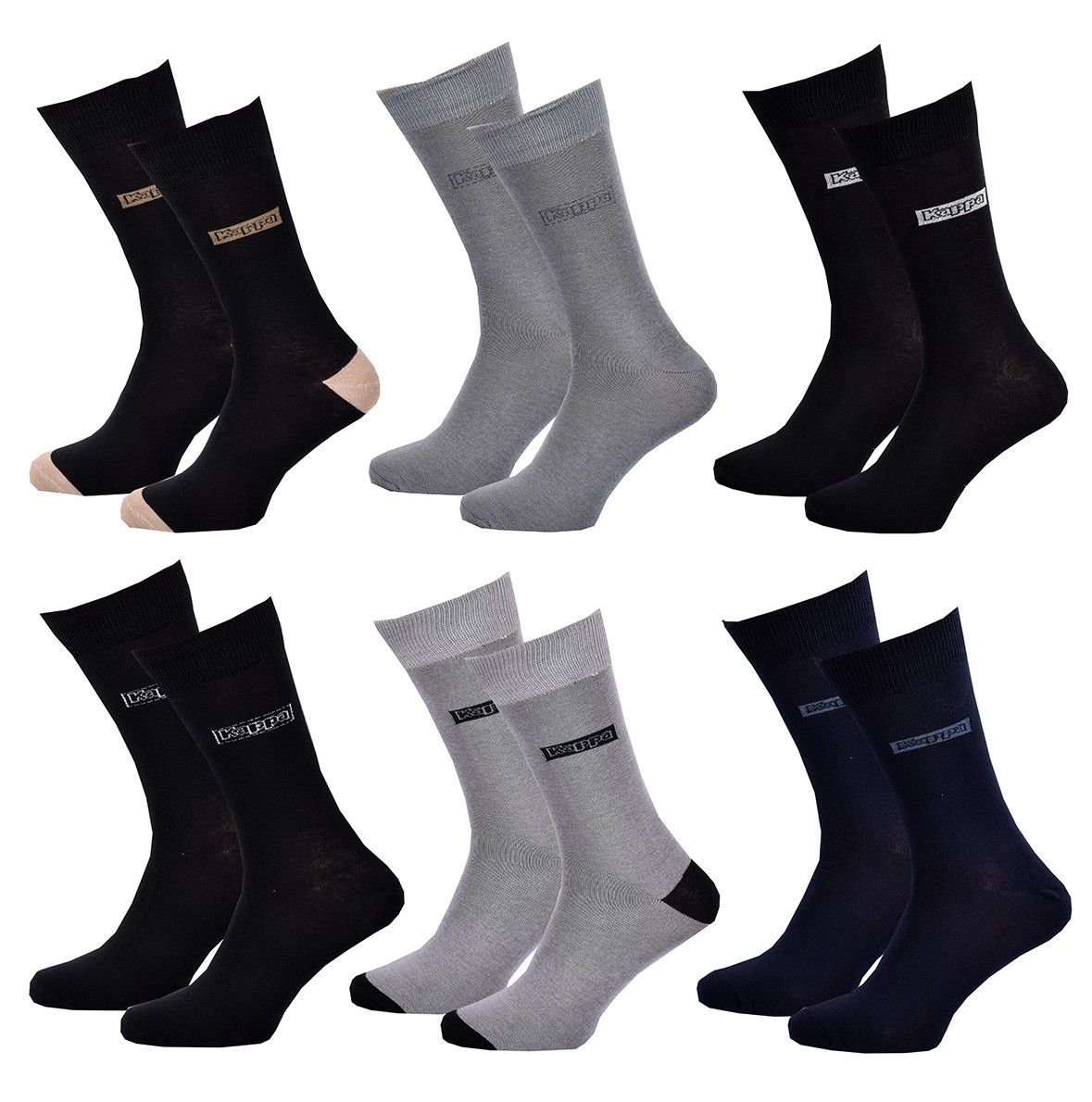 chaussettes homme ville kappa pack de 6 paires 7109 43/
