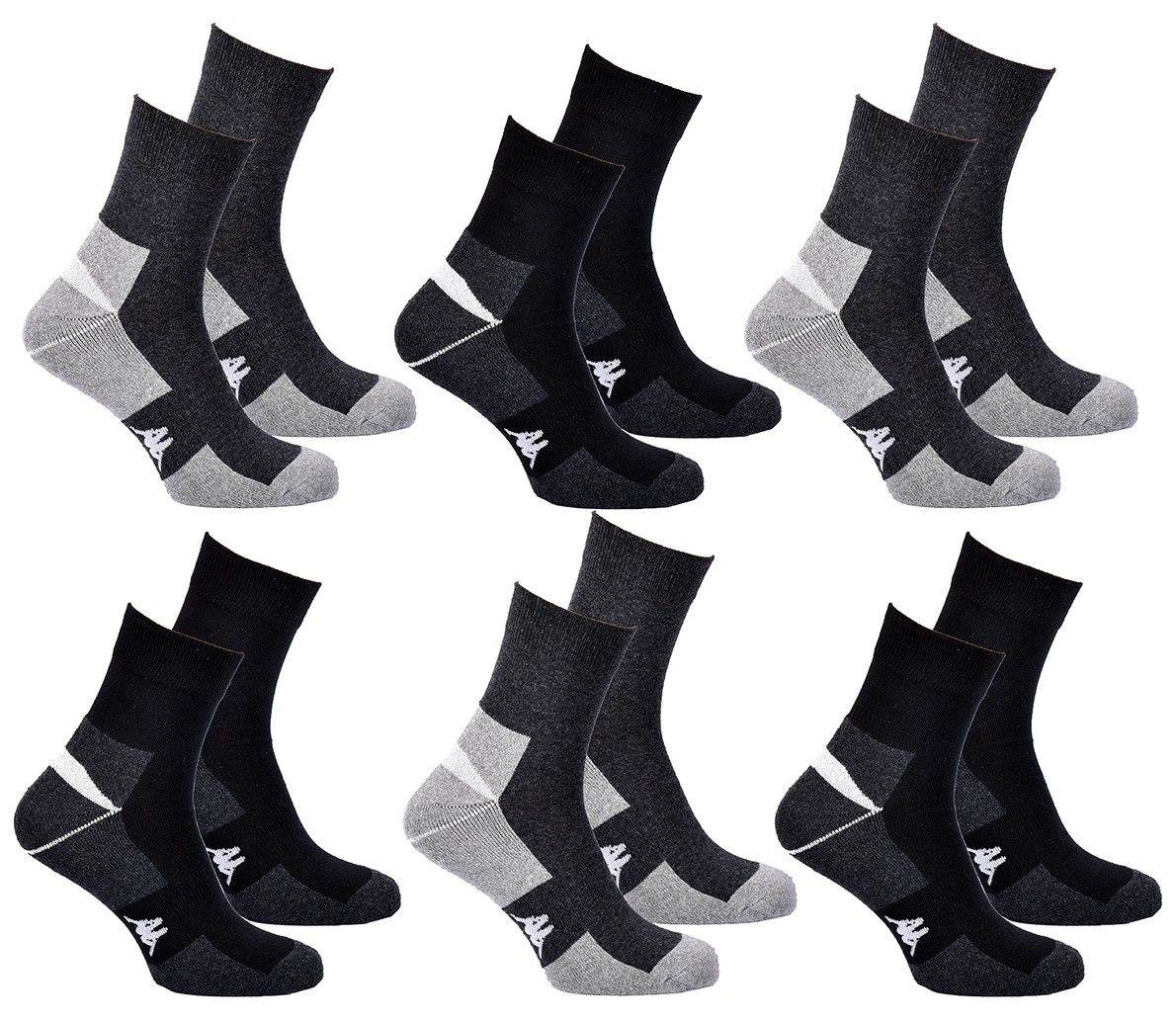 chaussettes homme quarter kappa pack de 6 paires 2704 bouclette 43/