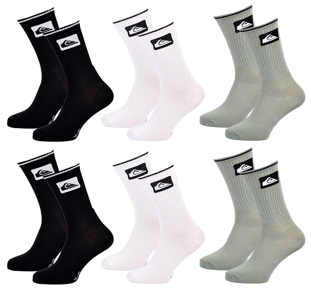 chaussettes quiksilver regular crew 6 pcs 2920 39/ - vue 3