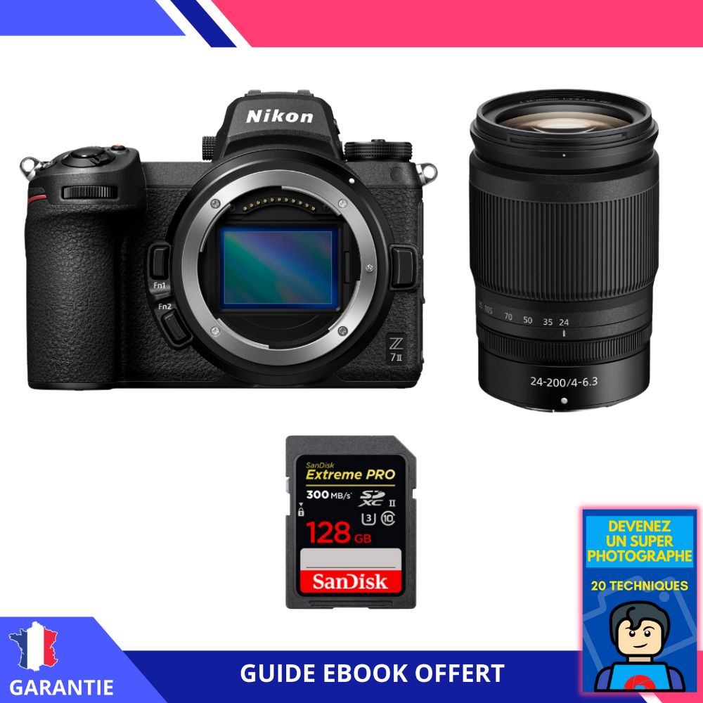 Nikon Z7 II + Z 24 200mm f4 6.3 VR + 1 SanDisk Extreme PRO UHS II SDXC 300 MB/ + Ebook 'Devenez Un Super Photographe