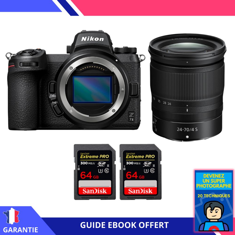Nikon Z7 II + Z 24 70mm f4 + 2 SanDisk Extreme PRO UHS II SDXC 300 MB/ + Ebook 'Devenez Un Super Photographe