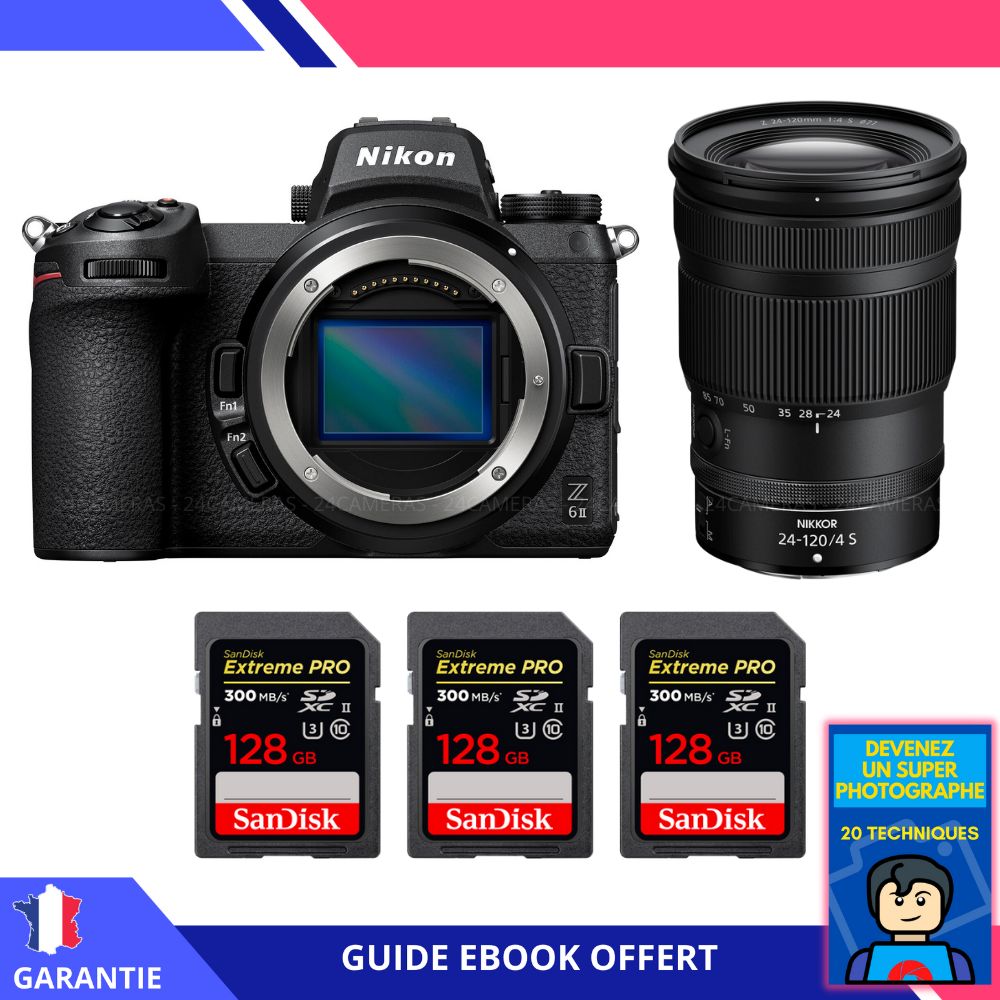 Nikon Z6 II + Z 24 120mm f4 + 3 SanDisk Extreme PRO UHS II SDXC 300 MB/ + Ebook 'Devenez Un Super Photographe