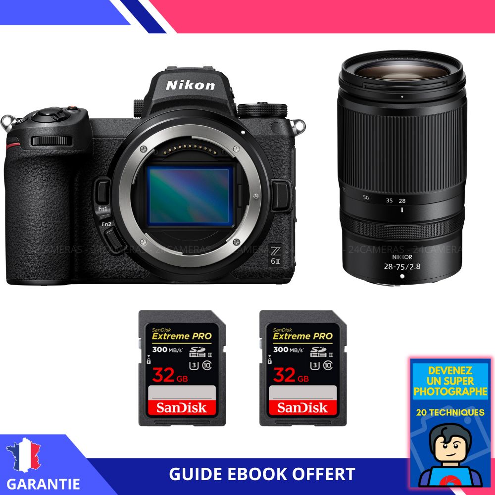Nikon Z6 II + Z 28 75mm f2.8 + 2 SanDisk Extreme PRO UHS II SDXC 300 MB/ + Ebook 'Devenez Un Super Photographe
