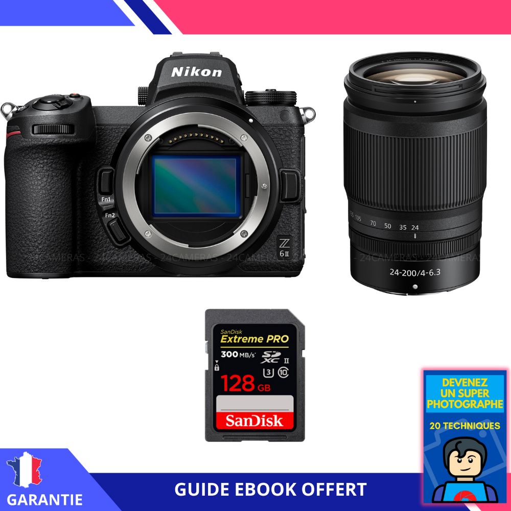 Nikon Z6 II + Z 24 200mm f4 6.3 VR + 1 SanDisk Extreme PRO UHS II SDXC 300 MB/ + Ebook 'Devenez Un Super Photographe