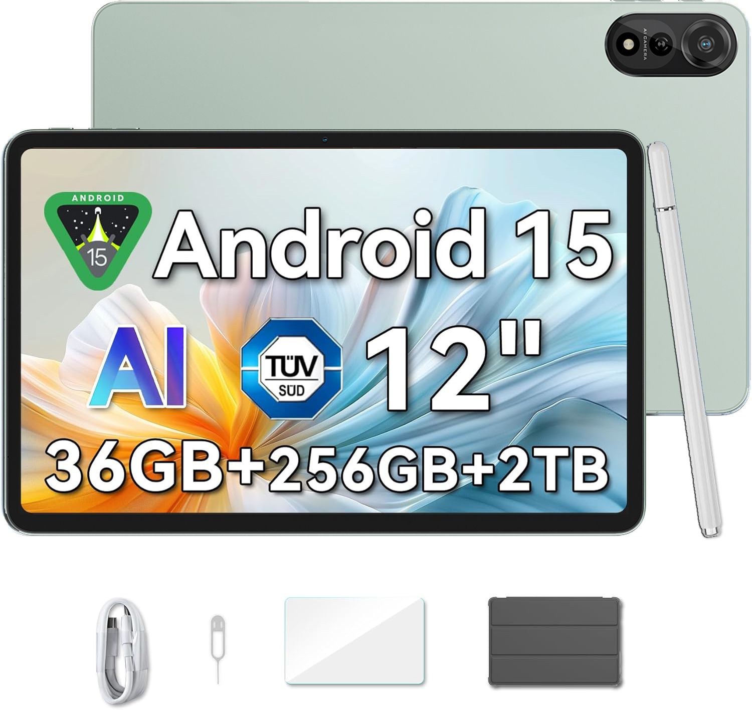 Blackview x Gemini AI 2.0 MEGA 2 WiFi Tablette 12 90Hz RAM 36 Go ROM SD Android 15 WiFi 6 9000mAh PC 2.0 - vue 2