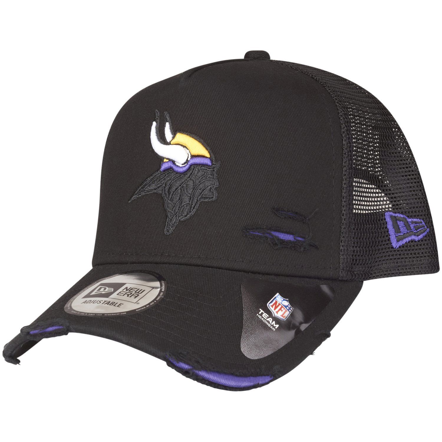 New Era Adjustable Trucker Cap Distressed Minnesota Vikings