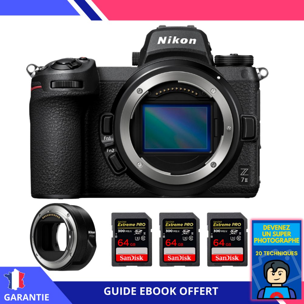 Nikon Z7 II + Nikon FTZ II + 3 SanDisk Extreme PRO UHS II SDXC 300 MB/ + Ebook 'Devenez Un Super Photographe