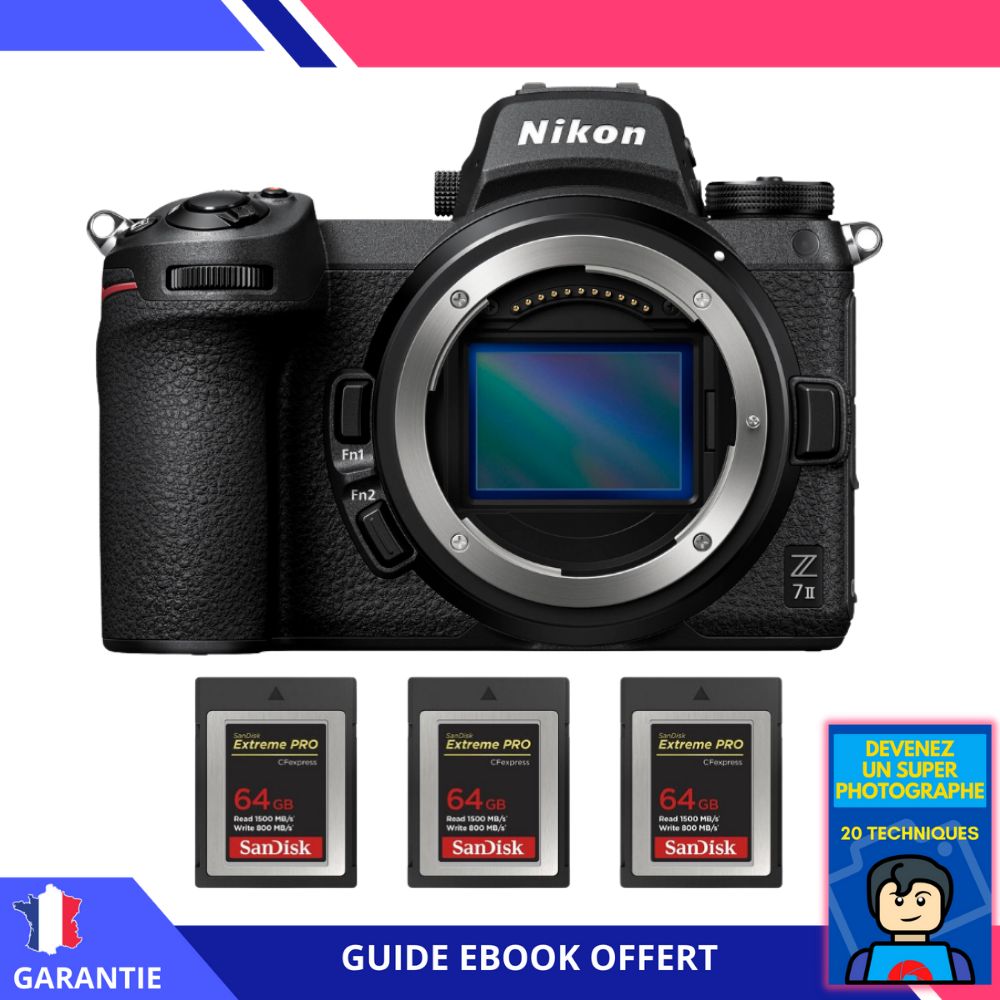 Nikon Z7 II Nu + 3 SanDisk Extreme PRO CFexpress Type B + Ebook 'Devenez Un Super Photographe