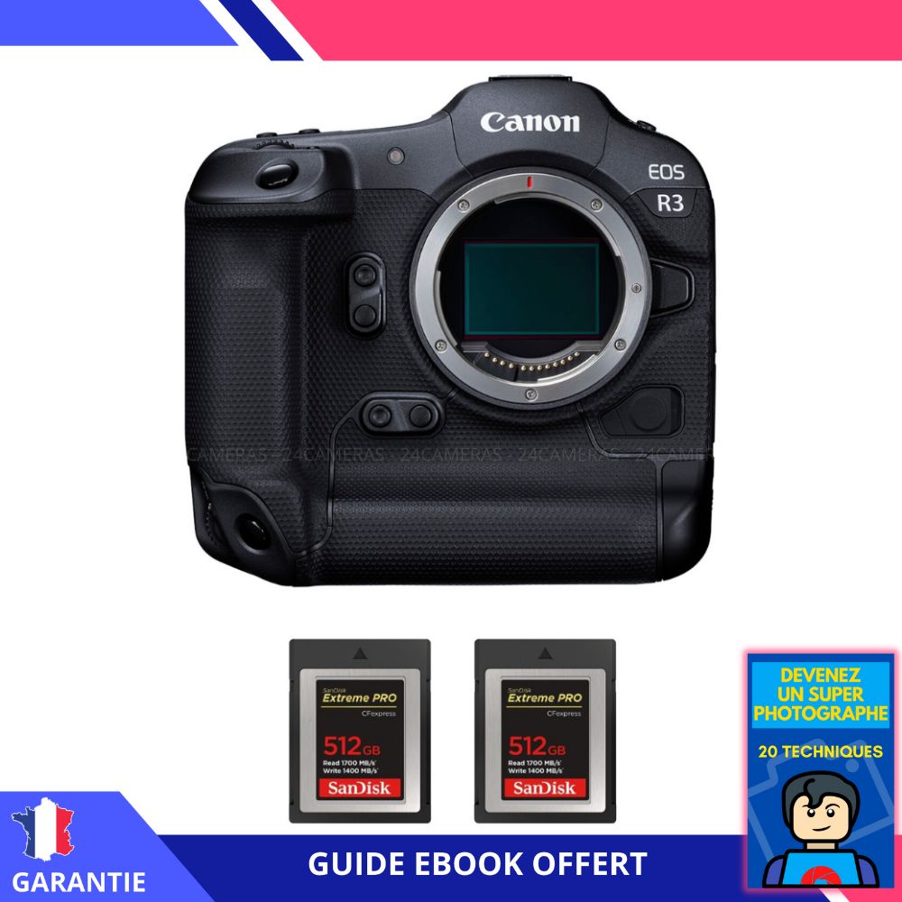 Canon EOS R3 Nu + 2 SanDisk Extreme PRO CFexpress Type B + Ebook 'Devenez Un Super Photographe - vue 3