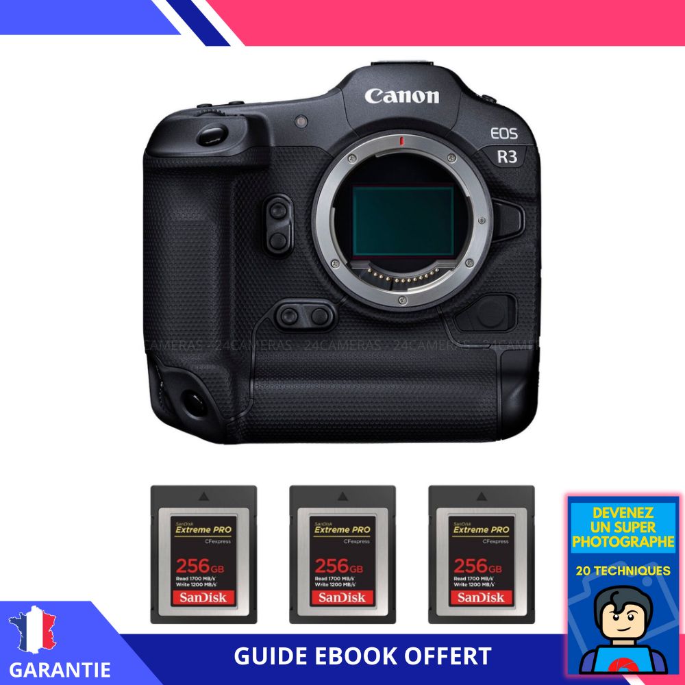 Canon EOS R3 Nu + 3 SanDisk Extreme PRO CFexpress Type B + Ebook 'Devenez Un Super Photographe - vue 2