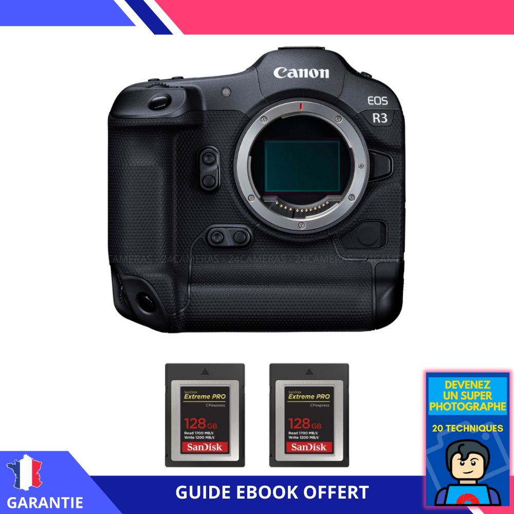 Canon EOS R3 Nu + 2 SanDisk Extreme PRO CFexpress Type B + Ebook 'Devenez Un Super Photographe